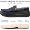 imageHomeTop Mens Suede Memory Foam Moccasin Slippers Soft Plush Warm Lining House ShoesNavy Blue