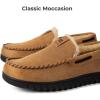 imageHomeTop Mens Suede Memory Foam Moccasin Slippers Soft Plush Warm Lining House ShoesTan