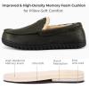 imageHomeTop Mens Suede Memory Foam Moccasin Slippers Soft Plush Warm Lining House ShoesWoodland Army Green