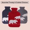 imageHomeTop Premium 2 Liter Classic Rubber Hot Water Bottle wElegant Polar Bear Knit Cover 2L GrayWineRed