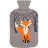 imageHomeTop Large 2 Liter Soft Cute Hot Water Bottle Knit Cover  ONLY Cover 2 L Gray with Fox