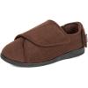 imageHomeTop Mens Corduroy Slippers Comfy Adjustable Hook and Loop Memory Foam Wide Indoor House Shoes for Diabetic Swollen FeetBurnt Umber
