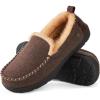 imageHomeTop Mens Memory Foam Moccasin Slippers Indoor and Outdoor Warm Fuzzy Fleece House ShoesChocolate Brown
