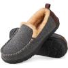 imageHomeTop Mens Memory Foam Moccasin Slippers Indoor and Outdoor Warm Fuzzy Fleece House ShoesSteel Gray