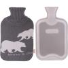 imageHomeTop Premium 2 Liter Classic Rubber Hot Water Bottle wElegant Polar Bear Knit Cover 2L GrayGray