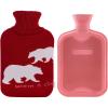 imageHomeTop Premium 2 Liter Classic Rubber Hot Water Bottle wElegant Polar Bear Knit Cover 2L GrayWineRed