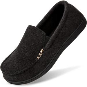 imageHomeTop Mens House Slippers Memory Foam Shoes Moccasins Style Indoor Outdoor Classic Breathable Premium Microsuede Washable SlippersBlack