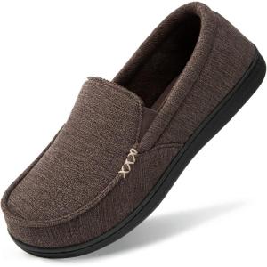 imageHomeTop Mens House Slippers Memory Foam Shoes Moccasins Style Indoor Outdoor Classic Breathable Premium Microsuede Washable SlippersCoffee