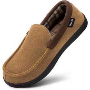 imageMens Comfy Micro Wool Moccasin Slippers House Shoes IndoorOutdoor