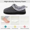 imageHomeTop Womens Cable Knit Slippers Breathable Warm Comfy Nonslip Indoor Outdoor House Shoes with Fuzzy CollarCloudy Gray