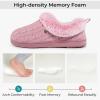 imageHomeTop Womens Cable Knit Slippers Breathable Warm Comfy Nonslip Indoor Outdoor House Shoes with Fuzzy CollarFlamingo Pink