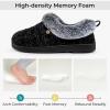 imageHomeTop Womens Cable Knit Slippers Breathable Warm Comfy Nonslip Indoor Outdoor House Shoes with Fuzzy CollarJet Black