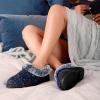 imageHomeTop Womens Cable Knit Slippers Breathable Warm Comfy Nonslip Indoor Outdoor House Shoes with Fuzzy CollarNavy Blue