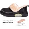 imageHomeTop Womens Microsuede Fuzzy Sherpa Lining Memory Foam Ankle Bootie House SlippersBlack