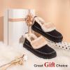 imageHomeTop Womens Microsuede Fuzzy Sherpa Lining Memory Foam Ankle Bootie House SlippersBlack