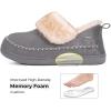 imageHomeTop Womens Microsuede Fuzzy Sherpa Lining Memory Foam Ankle Bootie House SlippersGrey