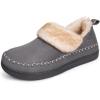 imageHomeTop Womens Microsuede Fuzzy Sherpa Lining Memory Foam Ankle Bootie House SlippersGrey