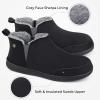 imageHomeTop Mens Bootie Slippers Comfy Warm Soft Nonslip Indoor Memory Foam House Shoes with Elastic GoresBlack