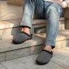 imageHomeTop Mens Quilted Slippers Cozy Soft NonSlip De Velvet Memory Foam House ShoesCharcoal Gray