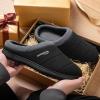 imageHomeTop Mens Quilted Slippers Cozy Soft NonSlip De Velvet Memory Foam House ShoesDark Black