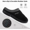 imageHomeTop Mens Quilted Slippers Cozy Soft NonSlip De Velvet Memory Foam House ShoesDark Black