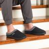imageHomeTop Mens Quilted Slippers Cozy Soft NonSlip De Velvet Memory Foam House ShoesDark Black