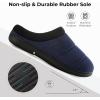 imageHomeTop Mens Quilted Slippers Cozy Soft NonSlip De Velvet Memory Foam House ShoesMidnight Blue