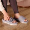 imageHomeTop Womens Corduroy Open Toe Slippers with Adjustable Closure Memory FoamLight Gray