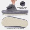 imageHomeTop Womens Corduroy Open Toe Slippers with Adjustable Closure Memory FoamLight Gray