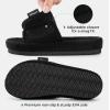 imageHomeTop Womens Corduroy Open Toe Slippers with Adjustable Closure Memory FoamMatte Black