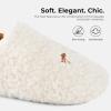 imageHomeTop Womens Plush Slippers with Collapsible Microsuede Heel Indoor House ShoesBrown White