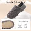 imageHomeTop Womens Plush Slippers with Collapsible Microsuede Heel Indoor House ShoesDark Gray