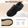 imageHomeTop Womens Plush Slippers with Collapsible Microsuede Heel Indoor House ShoesMatte Black