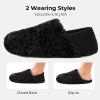 imageHomeTop Womens Plush Slippers with Collapsible Microsuede Heel Indoor House ShoesMatte Black