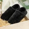 imageHomeTop Womens Plush Slippers with Collapsible Microsuede Heel Indoor House ShoesMatte Black