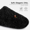 imageHomeTop Womens Plush Slippers with Collapsible Microsuede Heel Indoor House ShoesMatte Black