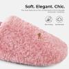 imageHomeTop Womens Plush Slippers with Collapsible Microsuede Heel Indoor House ShoesRose Pink