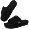 imageHomeTop Womens Corduroy Open Toe Slippers with Adjustable Closure Memory FoamMatte Black