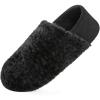 imageHomeTop Womens Plush Slippers with Collapsible Microsuede Heel Indoor House ShoesMatte Black