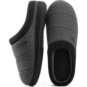 imageHomeTop Mens Quilted Slippers Cozy Soft NonSlip De Velvet Memory Foam House ShoesCharcoal Gray