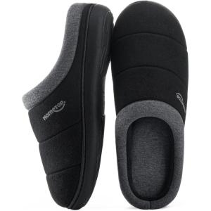 imageHomeTop Mens Quilted Slippers Cozy Soft NonSlip De Velvet Memory Foam House ShoesDark Black
