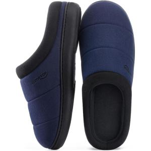 imageHomeTop Mens Quilted Slippers Cozy Soft NonSlip De Velvet Memory Foam House ShoesMidnight Blue