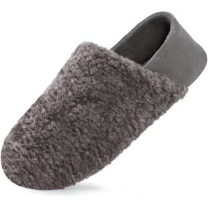 imageHomeTop Womens Plush Slippers with Collapsible Microsuede Heel Indoor House ShoesDark Gray