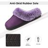 imageHomeTop Womens Classic Microsuede Memory Foam Slippers Durable Rubber Sole with Warm Faux Fur CollarPurple
