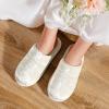 imageHomeTop Womens Luxury Diamond Velvet Memory Foam Scuff Slipper with Lightweight Rubber SolePure White