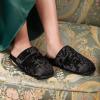 imageHomeTop Womens Luxury Diamond Velvet Memory Foam Scuff Slipper with Lightweight Rubber SoleVine Black