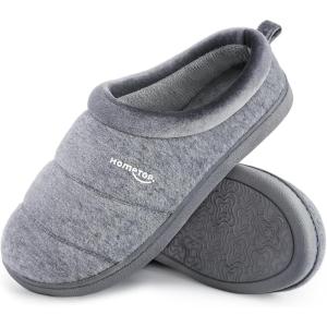 imageHomeTop Womens Comfy Quilted Slipper Soft Cashmere Like Slip on Memory Foam House ShoeBright Gray