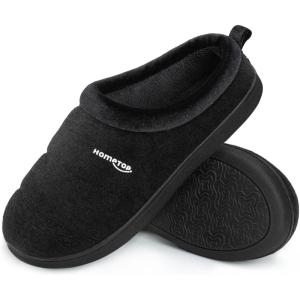 imageHomeTop Womens Comfy Quilted Slipper Soft Cashmere Like Slip on Memory Foam House ShoeDark Black
