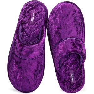imageHomeTop Womens Luxury Diamond Velvet Memory Foam Scuff Slipper with Lightweight Rubber SoleLavish Purple