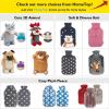 imageHomeTop Premium Classic Rubber Hot Water Bottle and Luxurious Faux Fur Plush Fleece Cover wPom Pom Decor BeigeBeigePurple